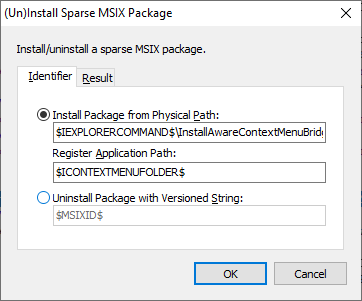 (Un)Install Sparse MSIX Package Plug-In